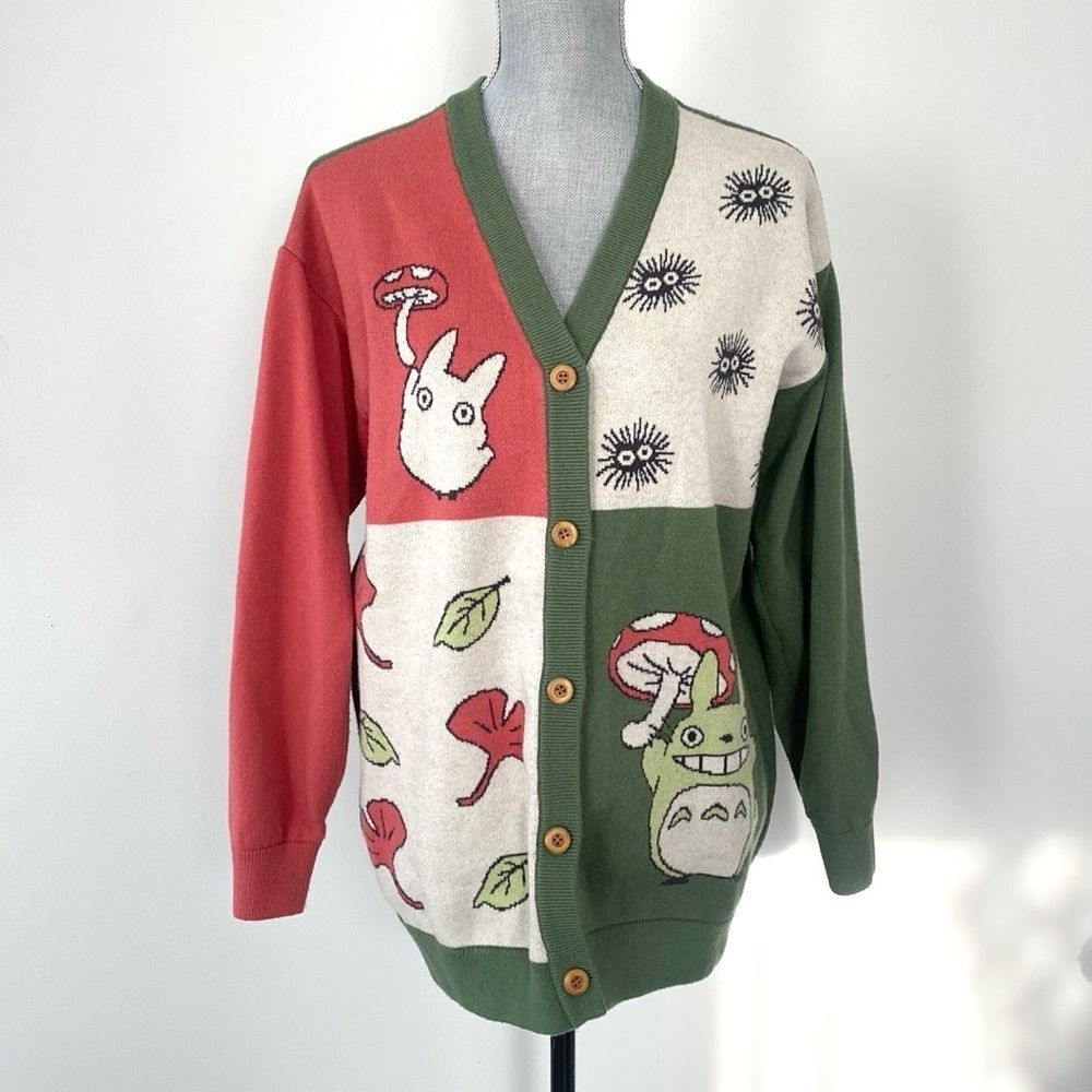 Studio Ghibli My Neighbor Totoro Cardigan Fall Graphic Green Coral Large